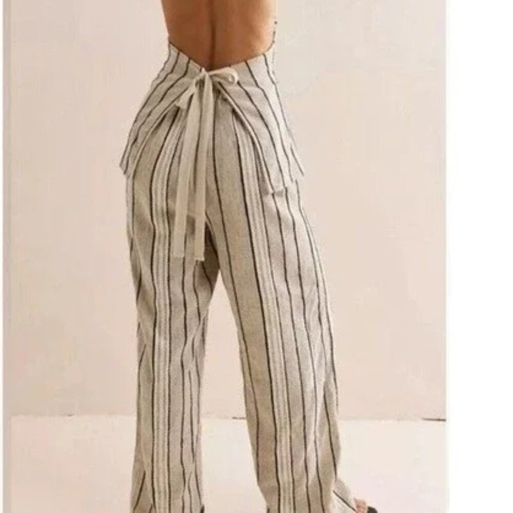 Free People Take Me To Paris Low Back Striped PANTS ONLY NWOT Size Large - Picture 5 of 10